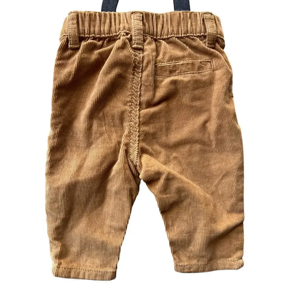 Baby B’GOSH tan Corduroy pants with detachable suspenders NWT Size 3M